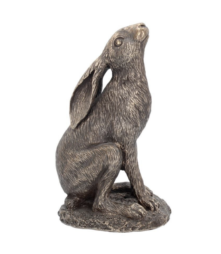 bronze effect hare ornament