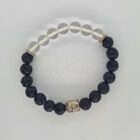 Clear Quartz & Lava Rock Bracelet With Buddha Charm
