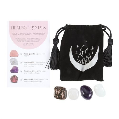 Love Healing Crystal Set With Moon Trinket Dish