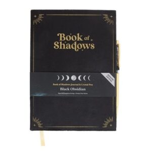 Book Of Shadows Journal With Black Obsidian Crystal Pen