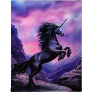 19x25cm Black Unicorn Canvas Plaque