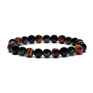 Triple Protection Bead Bracelet - Hematite, Black Obsidian and Tiger Eye