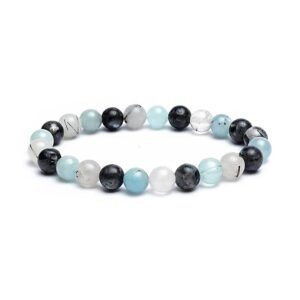 Aquamarine, Labradorite, Tourmaline and Quartz Crystal Bracelet