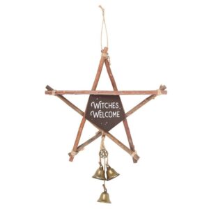 30cm Witches Welcome Willow Pentagran Sign With Bells