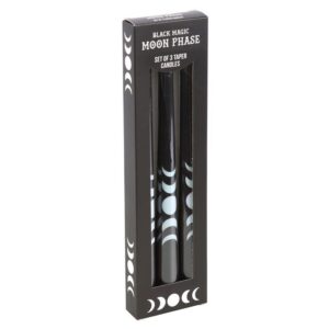 Set Of 3 Black Magic Moon Phase Taper Candles