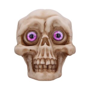 Eyes Wide Open Skull Figurine (Pink Eyes)