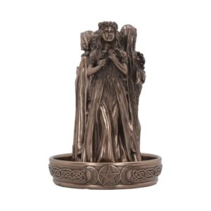 Triple Goddess Bronze Backflow Incense Burner
