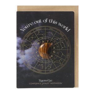 Out Of This World Tiger Eye Crystal Moon Greeting Card