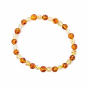 Amber And Citrine Bead Bracelet 6mm